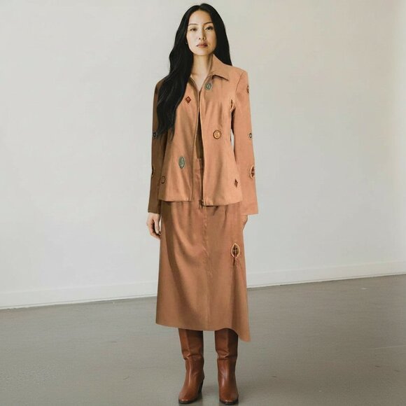 Together Tan Jacket and Skirt Suit - Picture 2 of 10